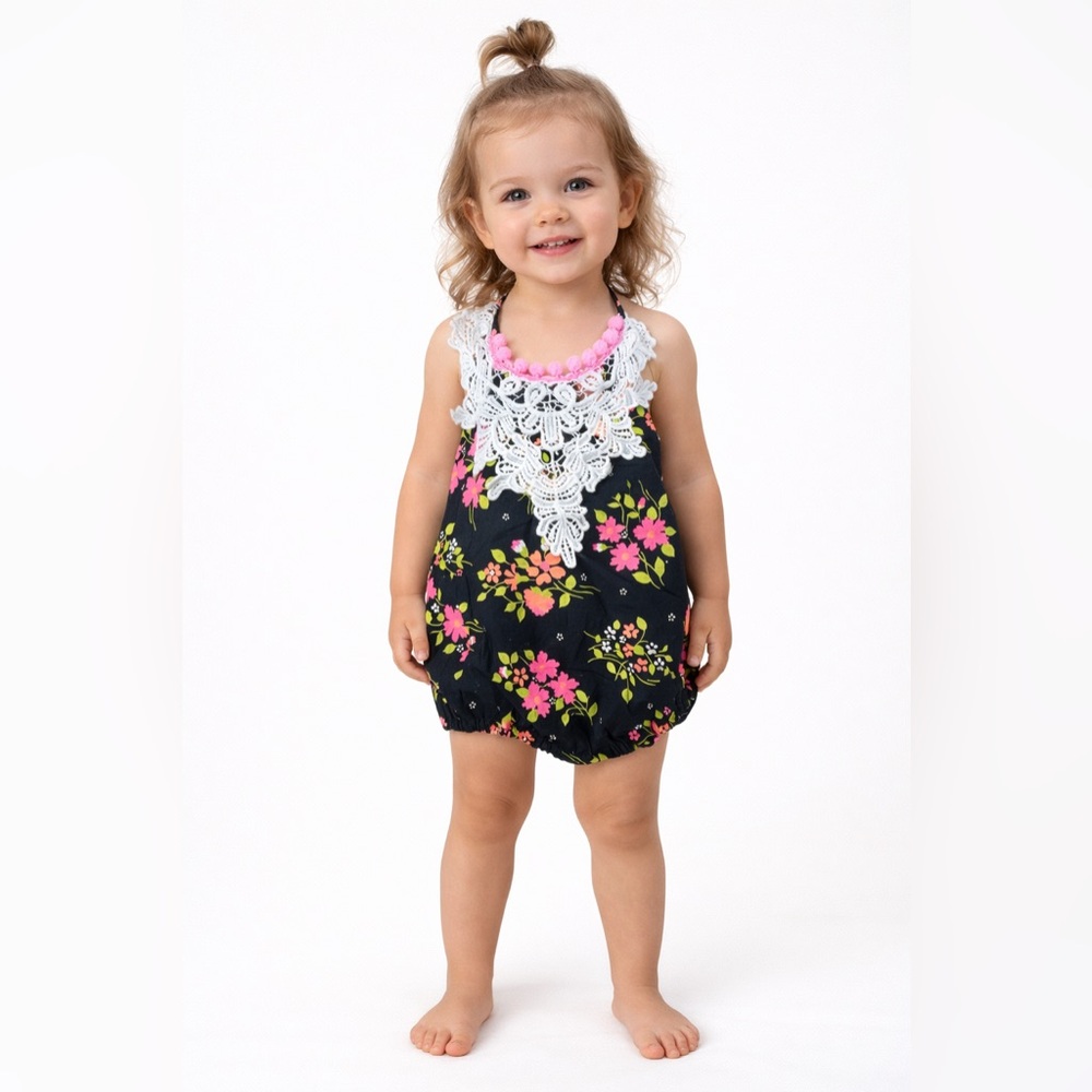 Handmade Small Shop Boho Romper. Size 2/3. Great Condition. Floral Nooks.